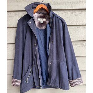 1 Madison Navy Utility Jacket Plaid Cuff Small